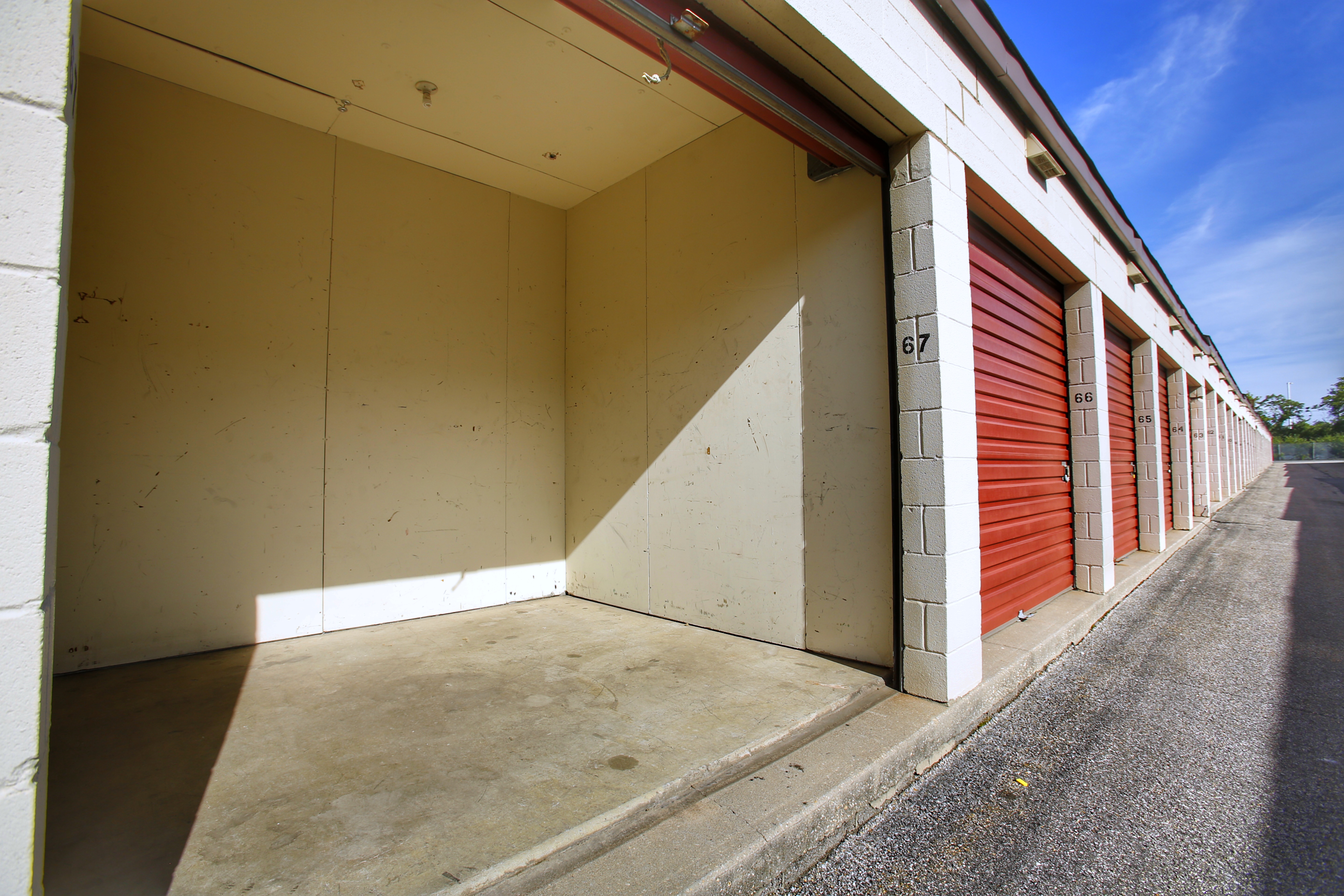 Interior of drive up storage unit with gated access - convenient, secure and clean